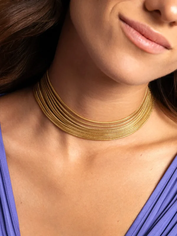 Clearance SINGULARU Choker Cleopatra Premium Acero Baño Oro