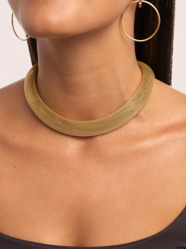 New SINGULARU Choker Mesh Acero Baño Oro