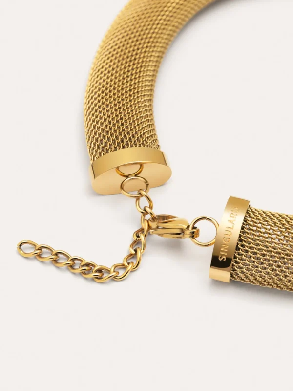 New SINGULARU Choker Mesh Acero Baño Oro