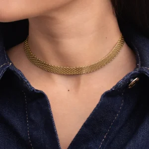 Sale SINGULARU Choker Tape Acero Baño Oro