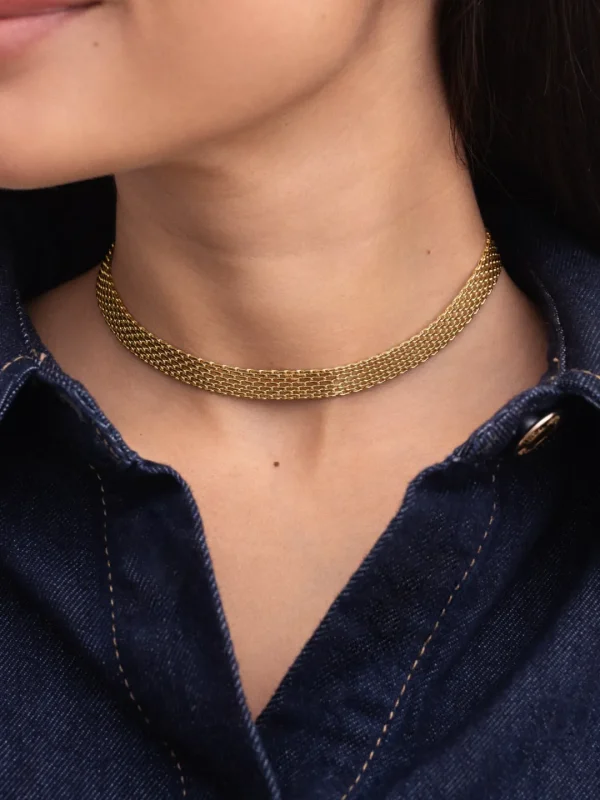 Sale SINGULARU Choker Tape Acero Baño Oro