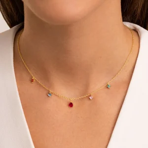 Sale SINGULARU Collar Cascade Colors Plata Baño Oro