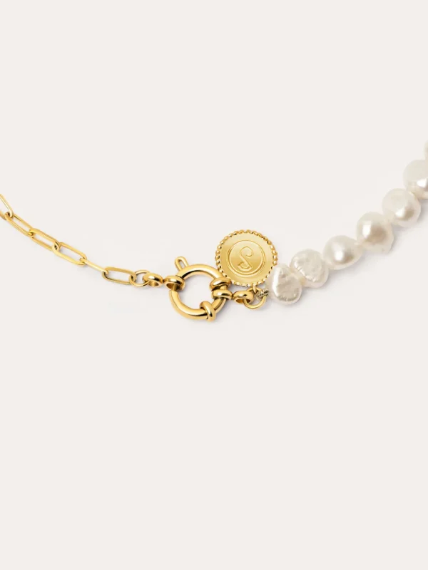 Outlet SINGULARU Collar Chic Pearl Acero Baño Oro