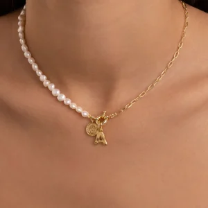 Outlet SINGULARU Collar Chic Pearl Acero Baño Oro