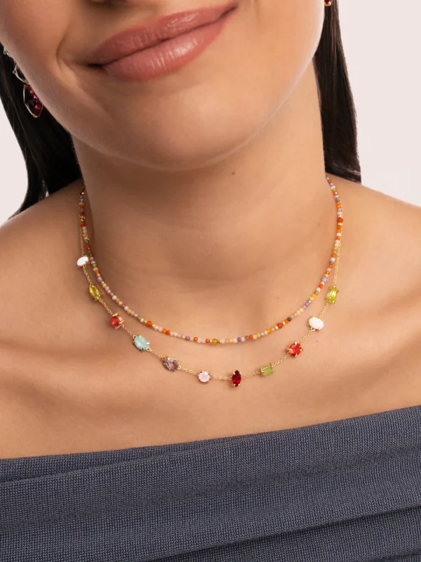 Outlet SINGULARU Collar Crystal Summer Acero Baño Oro