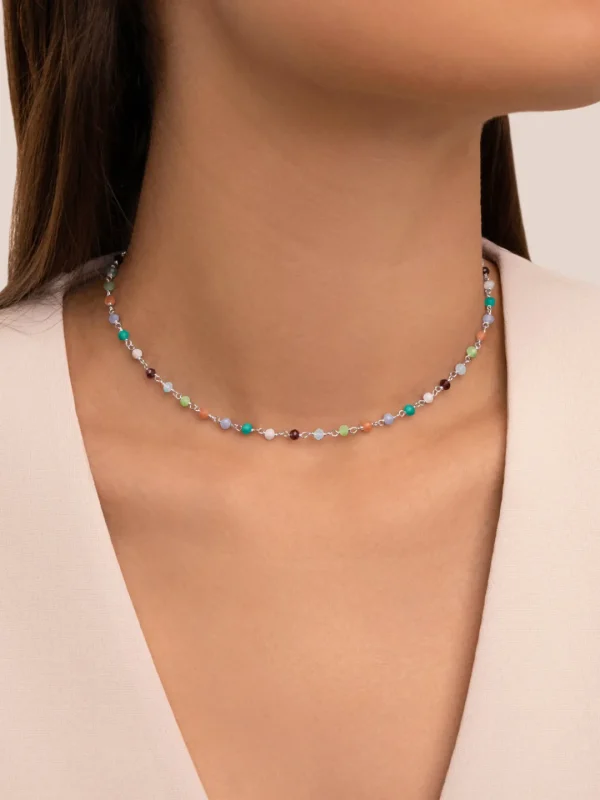 Fashion SINGULARU Collar Crystals Colors Plata