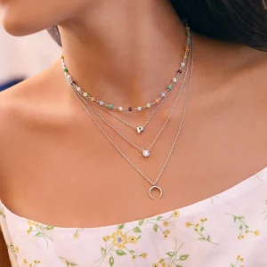 Fashion SINGULARU Collar Crystals Colors Plata