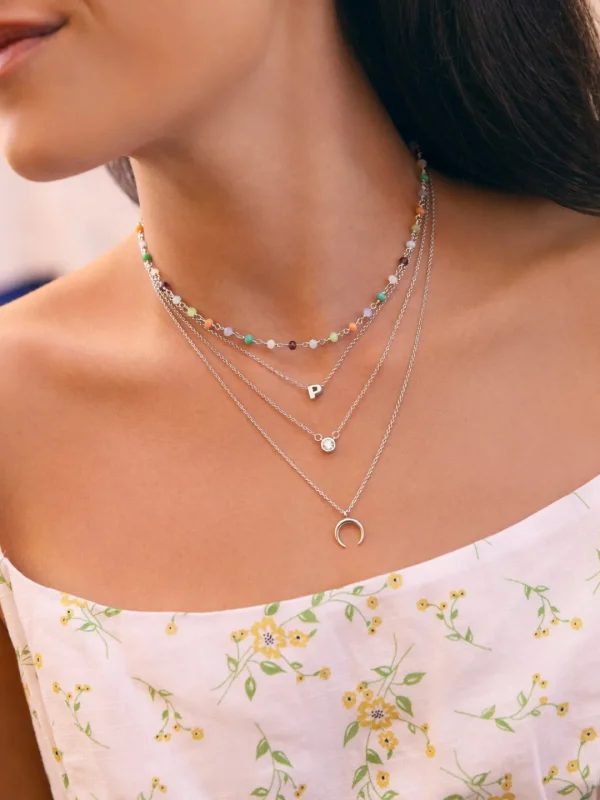 Fashion SINGULARU Collar Crystals Colors Plata