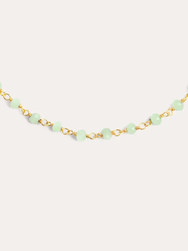 Hot SINGULARU Collar Crystals Jade Plata Baño Oro