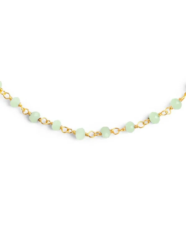 Hot SINGULARU Collar Crystals Jade Plata Baño Oro