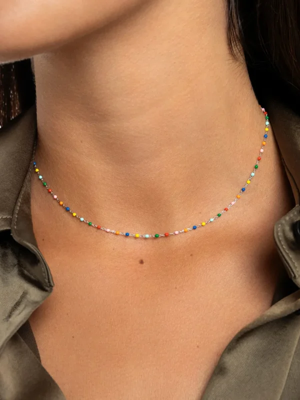 Sale SINGULARU Collar Dots Colors Enamel Plata