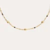 Clearance SINGULARU Collar Dots L Black Enamel Acero Baño Oro