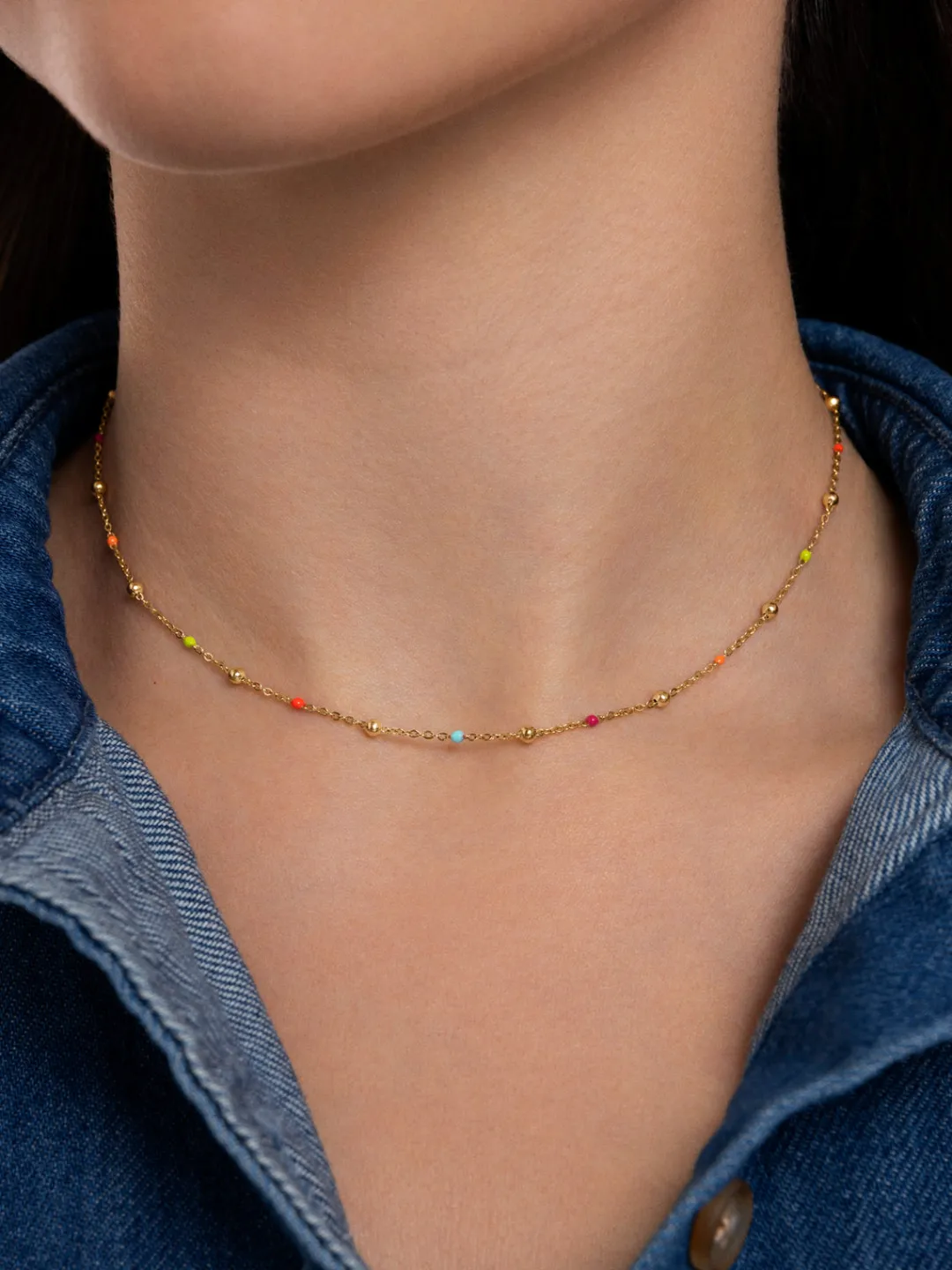 collar_dots_l_colors_enam_1.webp Outlet SINGULARU Collar Dots L Colors Enamel Acero Baño Oro