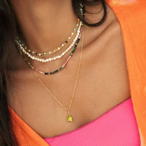 Fashion SINGULARU Collar Dots Plata Baño Oro