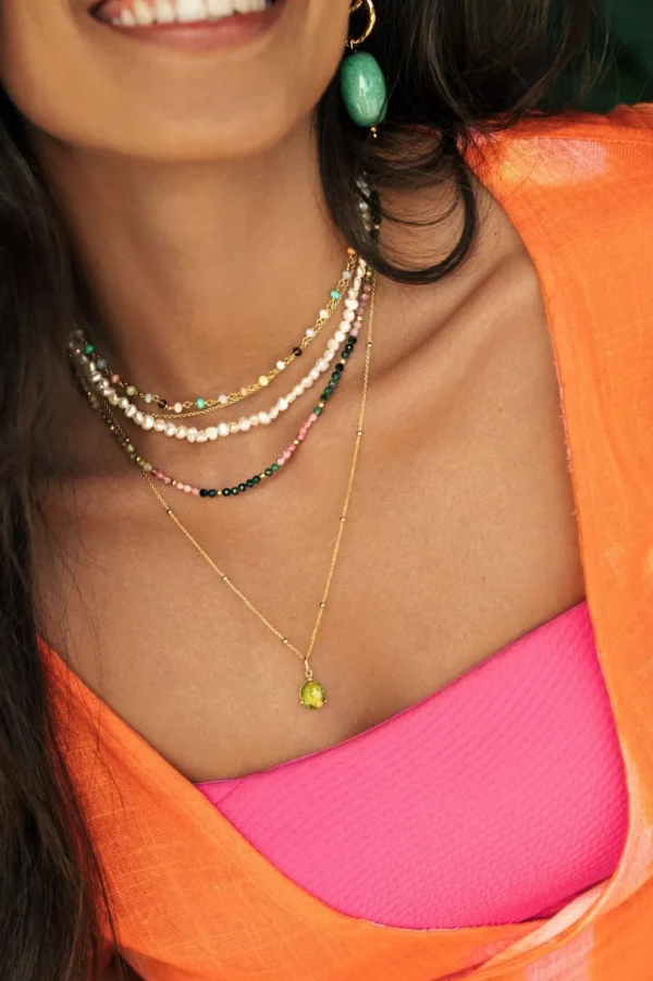 Fashion SINGULARU Collar Dots Plata Baño Oro