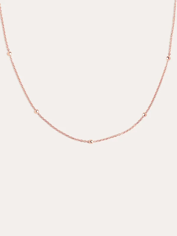 New SINGULARU Collar Dots Plata Baño Oro Rosa