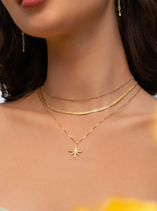 Fashion SINGULARU Collar Dots Plata Baño Oro