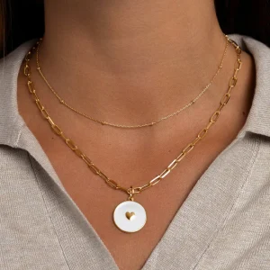 Fashion SINGULARU Collar Dots Plata Baño Oro