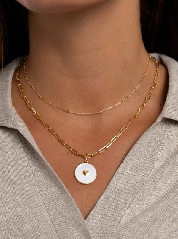 Fashion SINGULARU Collar Dots Plata Baño Oro