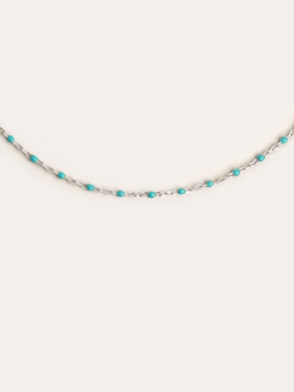 Clearance SINGULARU Collar Dots Turquoise Enamel Plata