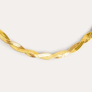 Best SINGULARU Collar Lisse Twister Acero Baño Oro