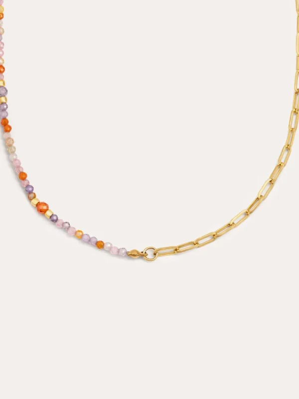 Sale SINGULARU Collar Long Crystal Summer Acero Baño Oro