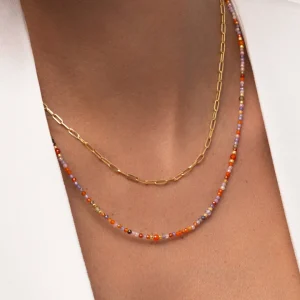 Sale SINGULARU Collar Long Crystal Summer Acero Baño Oro
