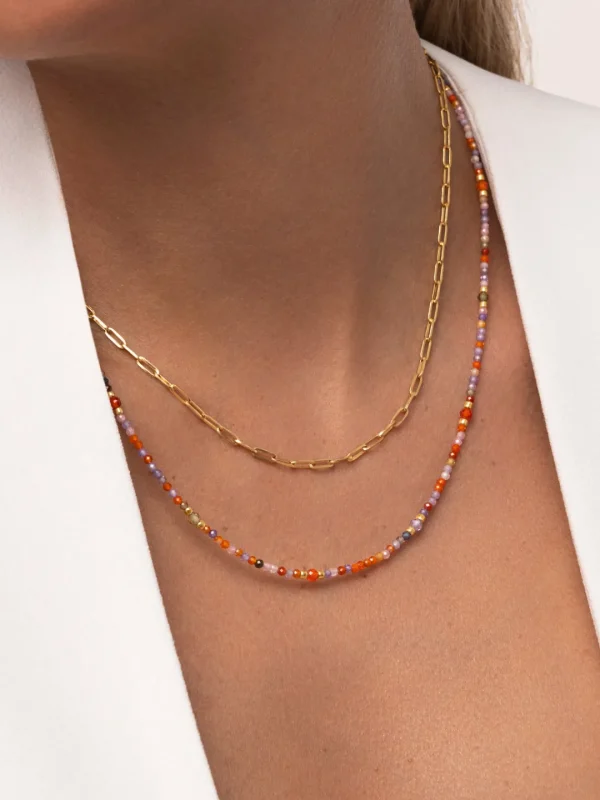 Sale SINGULARU Collar Long Crystal Summer Acero Baño Oro