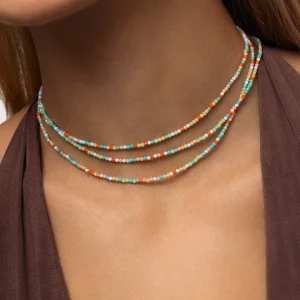 Sale SINGULARU Collar Long Holiday Acero Baño Oro