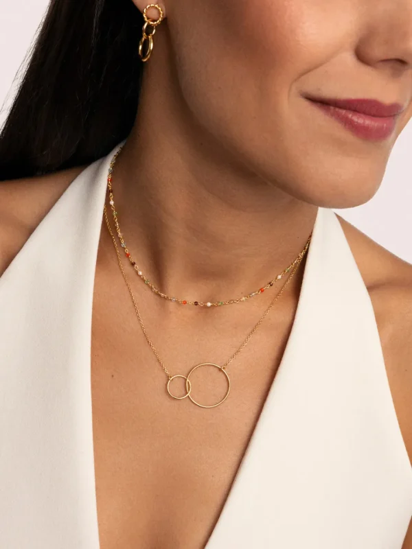 Fashion SINGULARU Collar Mini Crystals Colors Plata Baño Oro