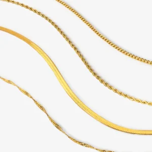 Discount SINGULARU Collar Mini Twist Acero Baño Oro