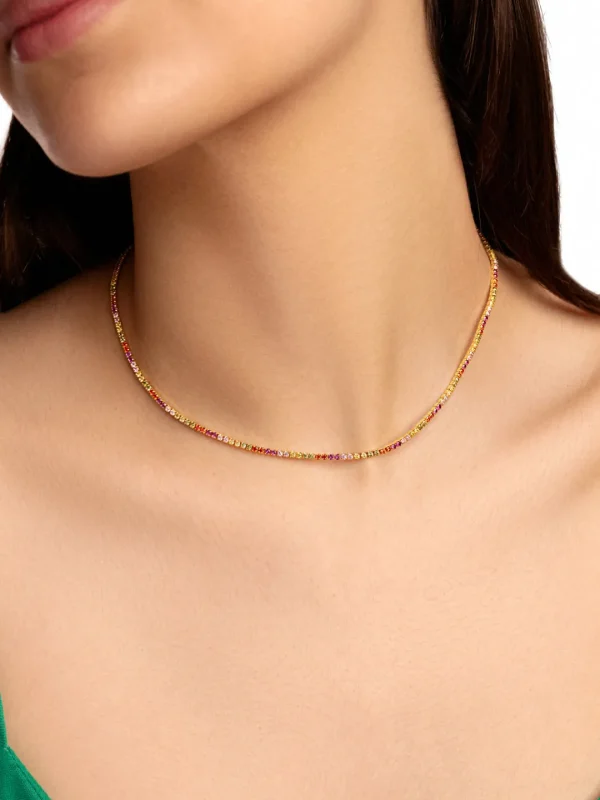 Outlet SINGULARU Collar Riviere Colors Baño Oro
