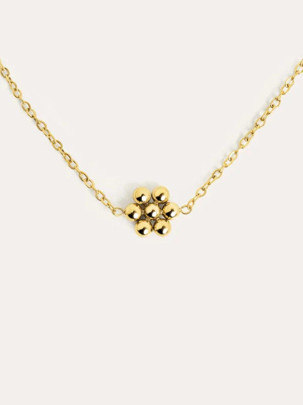 Clearance SINGULARU Collar Tiny Daisy Acero Baño Oro