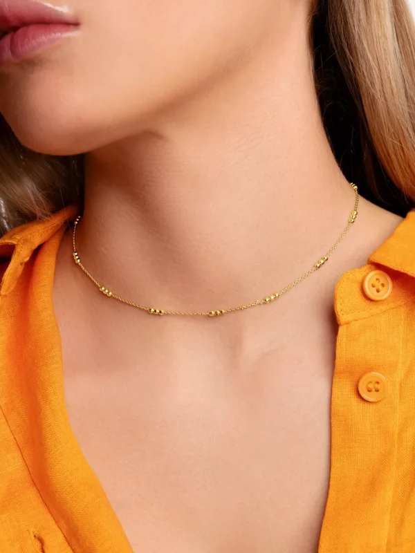 Hot SINGULARU Collar Triple Dots Plata Baño Oro