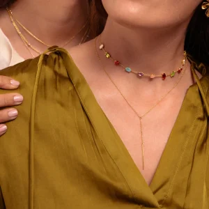 Outlet SINGULARU Collar Y Stick Plata Baño Oro