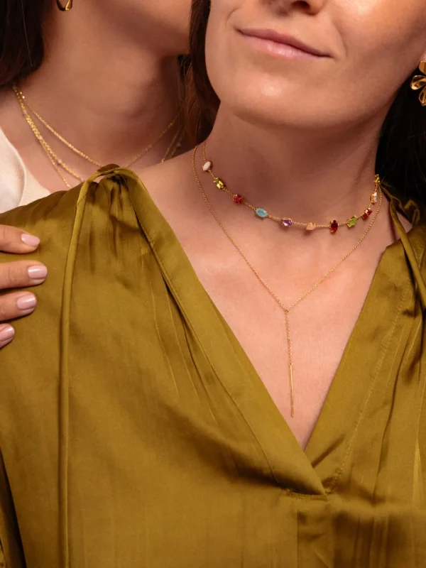Outlet SINGULARU Collar Y Stick Plata Baño Oro