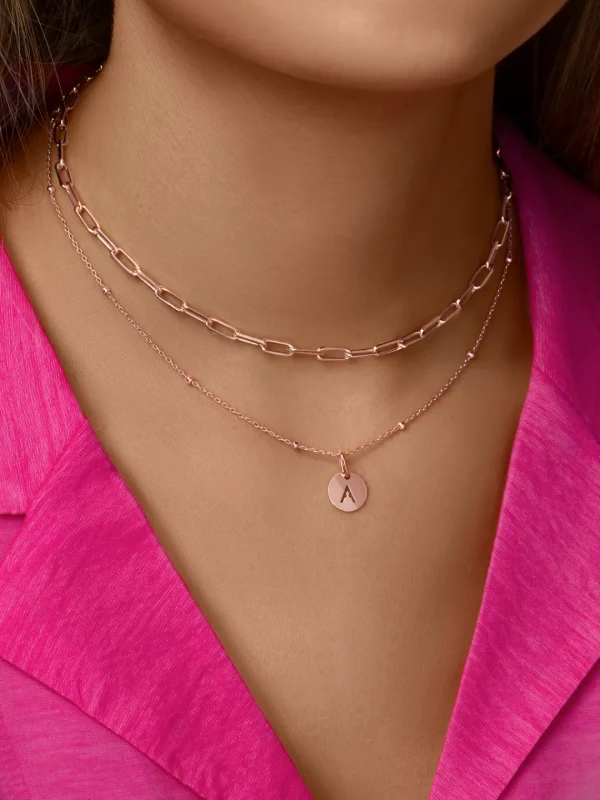 Online SINGULARU Mini Medallion Letter Plata Baño Oro Rosa