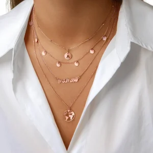 Online SINGULARU Mini Medallion Letter Plata Baño Oro Rosa