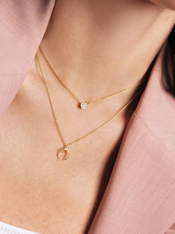 Fashion SINGULARU Pack 2 Collares Spark + Mini Moonset Plata Baño Oro