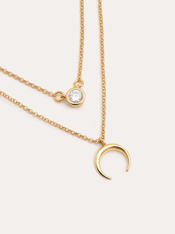 Fashion SINGULARU Pack 2 Collares Spark + Mini Moonset Plata Baño Oro