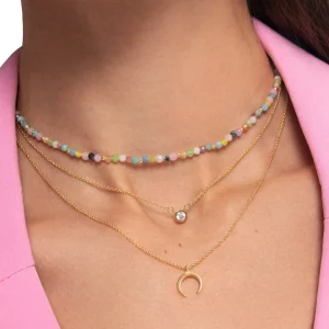Fashion SINGULARU Pack 2 Collares Spark + Mini Moonset Plata Baño Oro