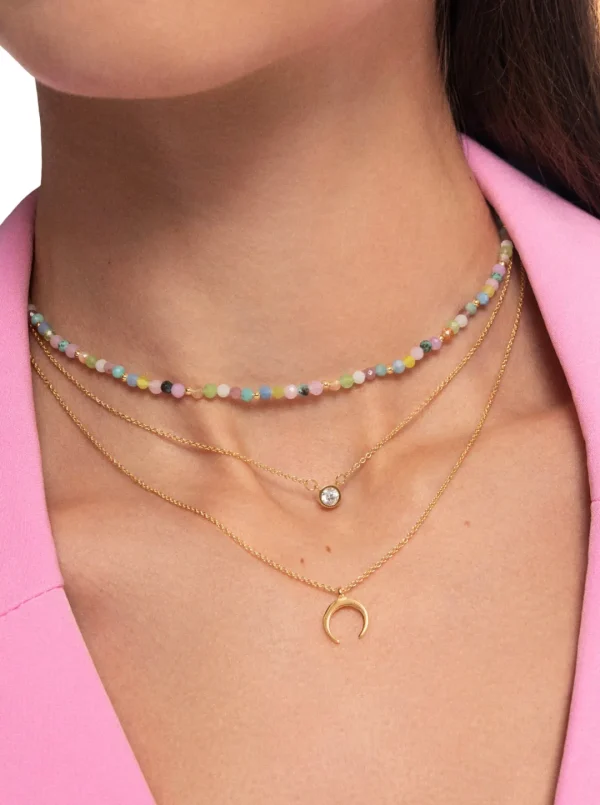 Fashion SINGULARU Pack 2 Collares Spark + Mini Moonset Plata Baño Oro