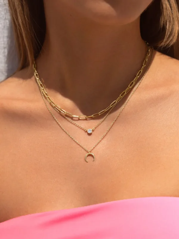Fashion SINGULARU Pack 2 Collares Spark + Mini Moonset Plata Baño Oro