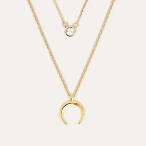 Fashion SINGULARU Pack 2 Collares Spark + Mini Moonset Plata Baño Oro
