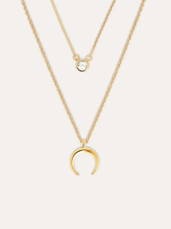 Fashion SINGULARU Pack 2 Collares Spark + Mini Moonset Plata Baño Oro