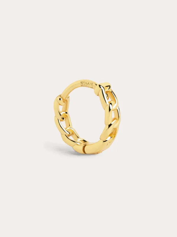 New SINGULARU Pendiente Suelto Aro Chain S Plata Baño Oro