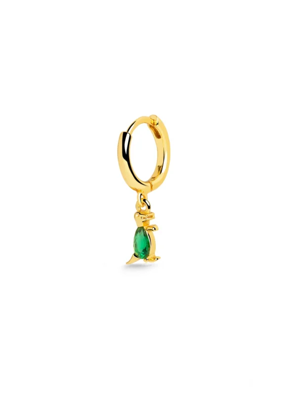 Clearance SINGULARU Pendiente Suelto Aro Dino T Rex Green Plata Baño Oro