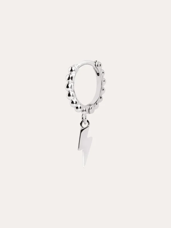 Hot SINGULARU Pendiente Suelto Aro Pebbles Rayo Plata