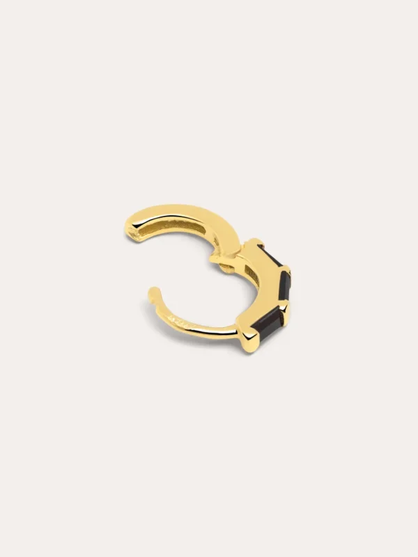 Discount SINGULARU Pendiente Suelto Aro Sia M Black Plata Baño Oro