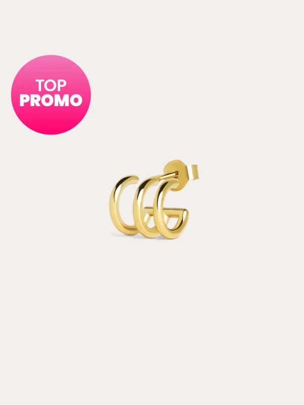 Clearance SINGULARU Pendiente Suelto Aro Trio Plata Baño Oro